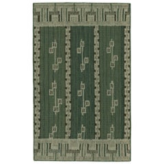 Rug & Kilim - Tappeto Kilim in stile scandinavo in verde con motivi geometrici