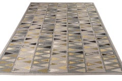 Teppich & Kilims skandinavischer Kelim-Teppich in Grau und Braun mit geometrischem Muster