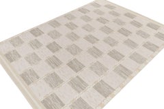 Rug & Kilim's Scandinavian Style Kilim Rug in Grey, Off-White Geometric Pattern