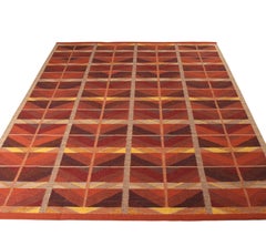 Rug & Kilim’s Scandinavian Style Kilim Rug in Orange and Red Geometric Pattern