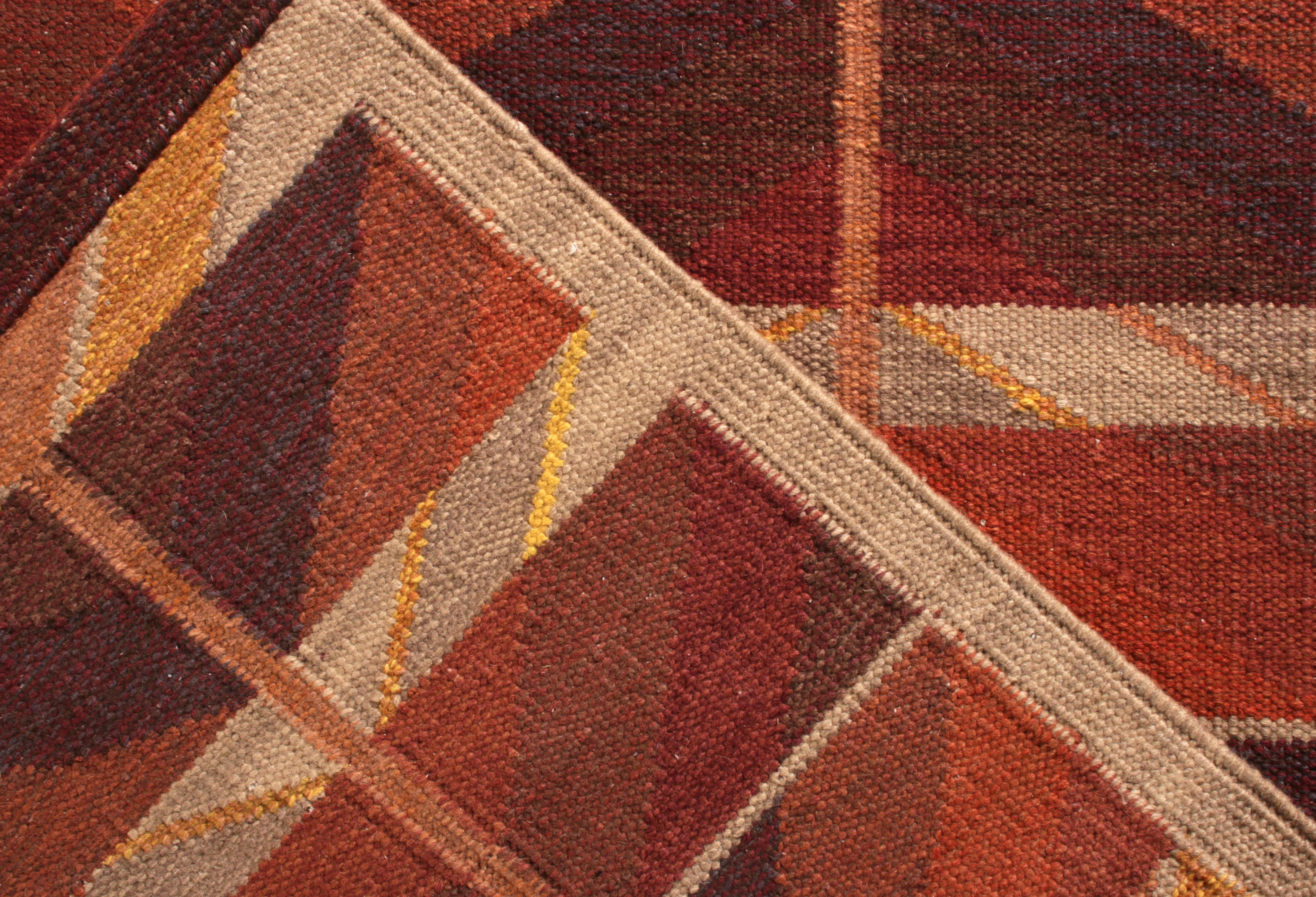 Teppich & Kilims Kelim-Teppich im skandinavischen Stil in Orange und Rot mit geometrischem Muster (Handgeknüpft) im Angebot