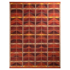Rug & Kilim’s Scandinavian Style Kilim Rug in Orange and Red Geometric Pattern