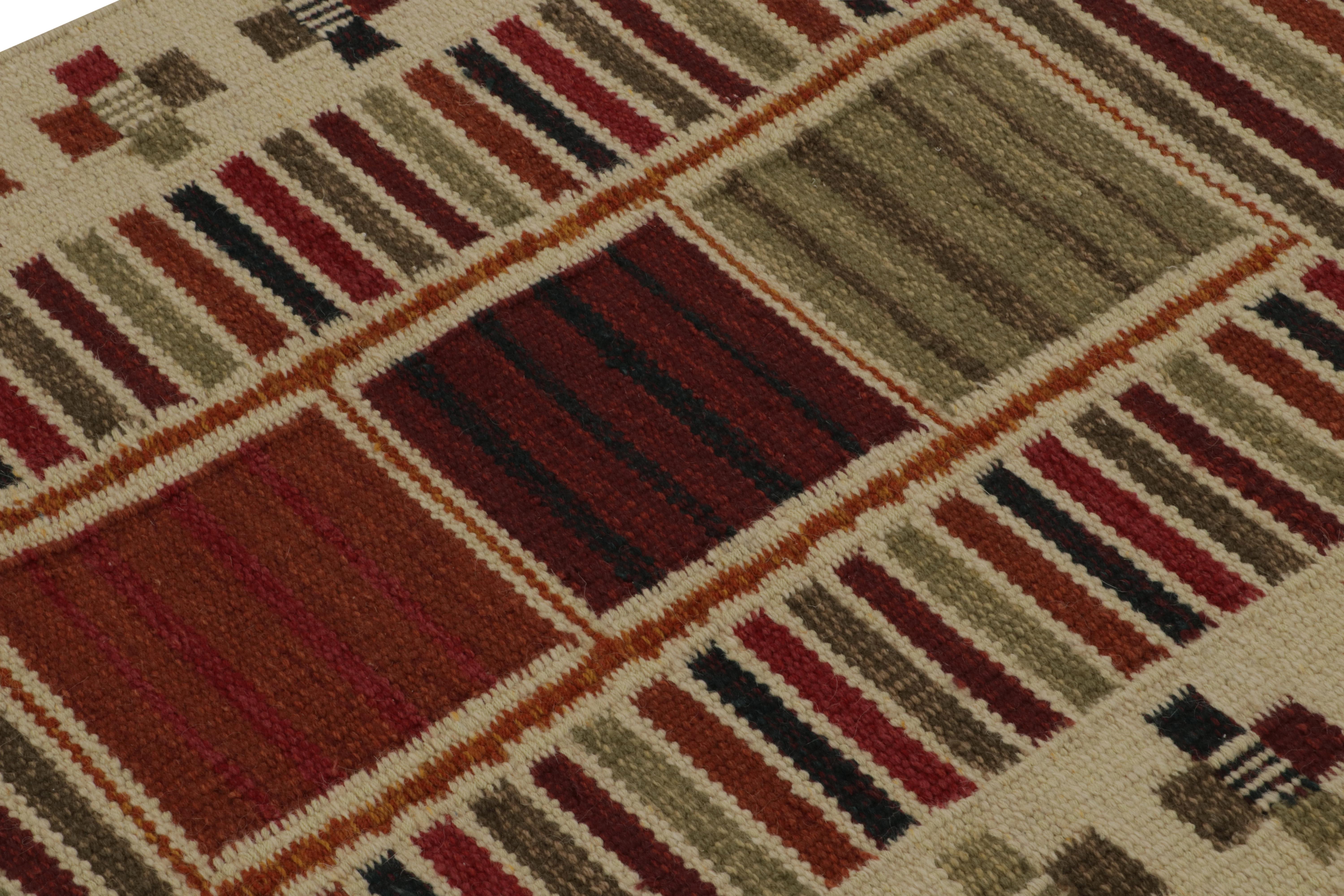 Indian Rug & Kilim’s Scandinavian Style Kilim Rug in Polychromatic Patterns For Sale