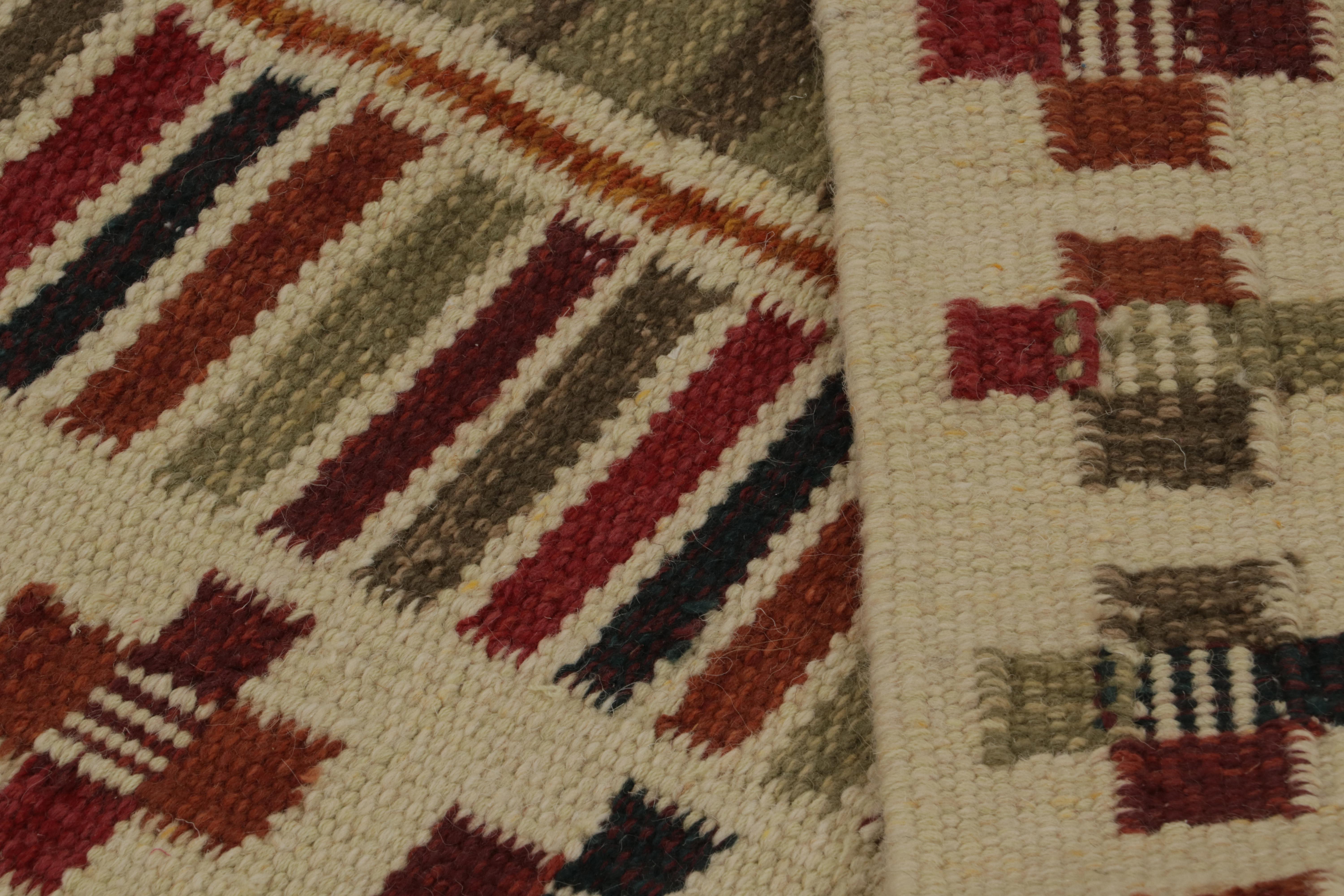 Contemporary Rug & Kilim’s Scandinavian Style Kilim Rug in Polychromatic Patterns For Sale