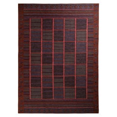 Rug & Kilim’s Scandinavian Style Kilim Rug in Red and Blue Geometric Pattern