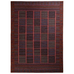 Rug & Kilim’s Scandinavian Style Kilim Rug in Red and Blue Geometric Pattern