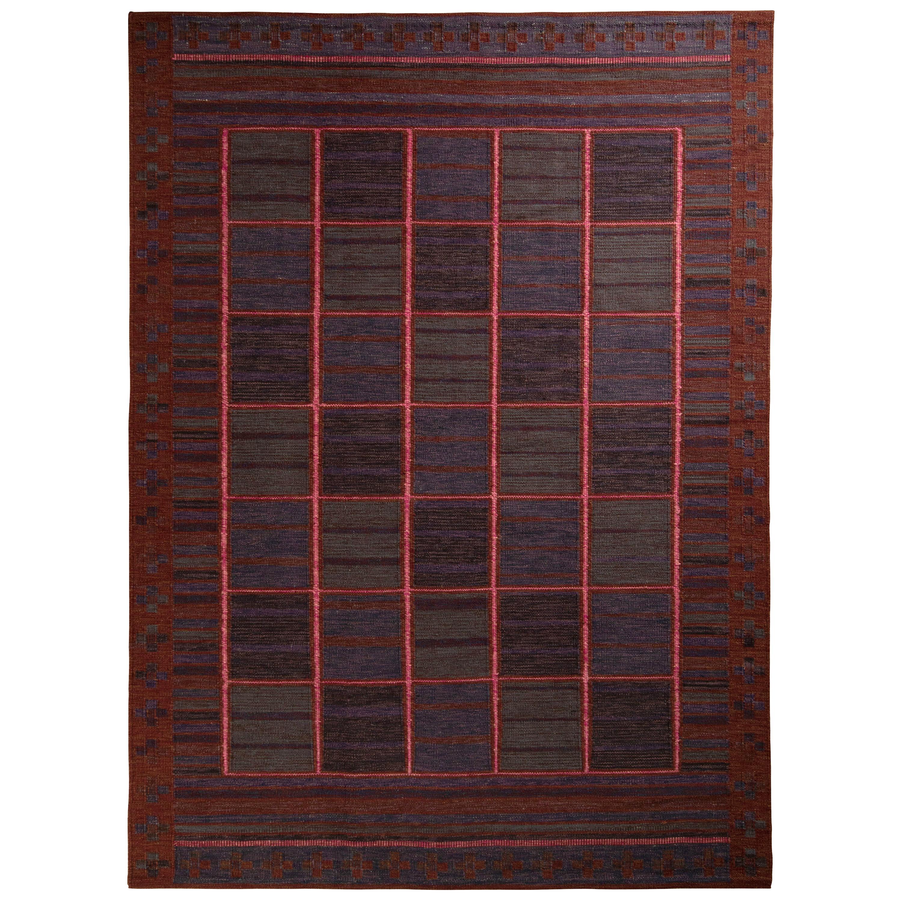 Rug
Kilim
s skandinavischer Kilimteppich in Rot und Blau mit geometrischem Muster