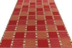 Rug & Kilim's Scandinavian Style Kilim Rug in Red Pink, Beige Geometric Pattern
