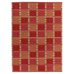 Rug
Kilim
s skandinavischer Kilim-Teppich in Rot, Rosa und Beige mit geometrischem Muster