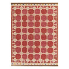 Rug & Kilim's Scandinavian Style Kilim Rug in Red, Pink, Geometric Pattern