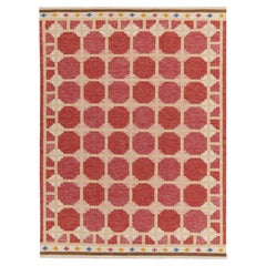 Rug & Kilim's Scandinavian Style Kilim Rug in Red, Pink, Geometric Pattern