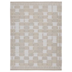 Rug & Kilim - Tappeto Kilim in stile scandinavo con motivi geometrici blu e taupe