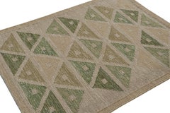 Rug & Kilim’s Scandinavian Style Kilim Rug with Brown & Green Geometric Patterns