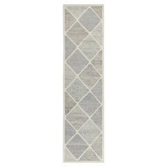 Rug & Kilim - Runner Kilim in stile scandinavo, motivo a rombi bianchi e grigi
