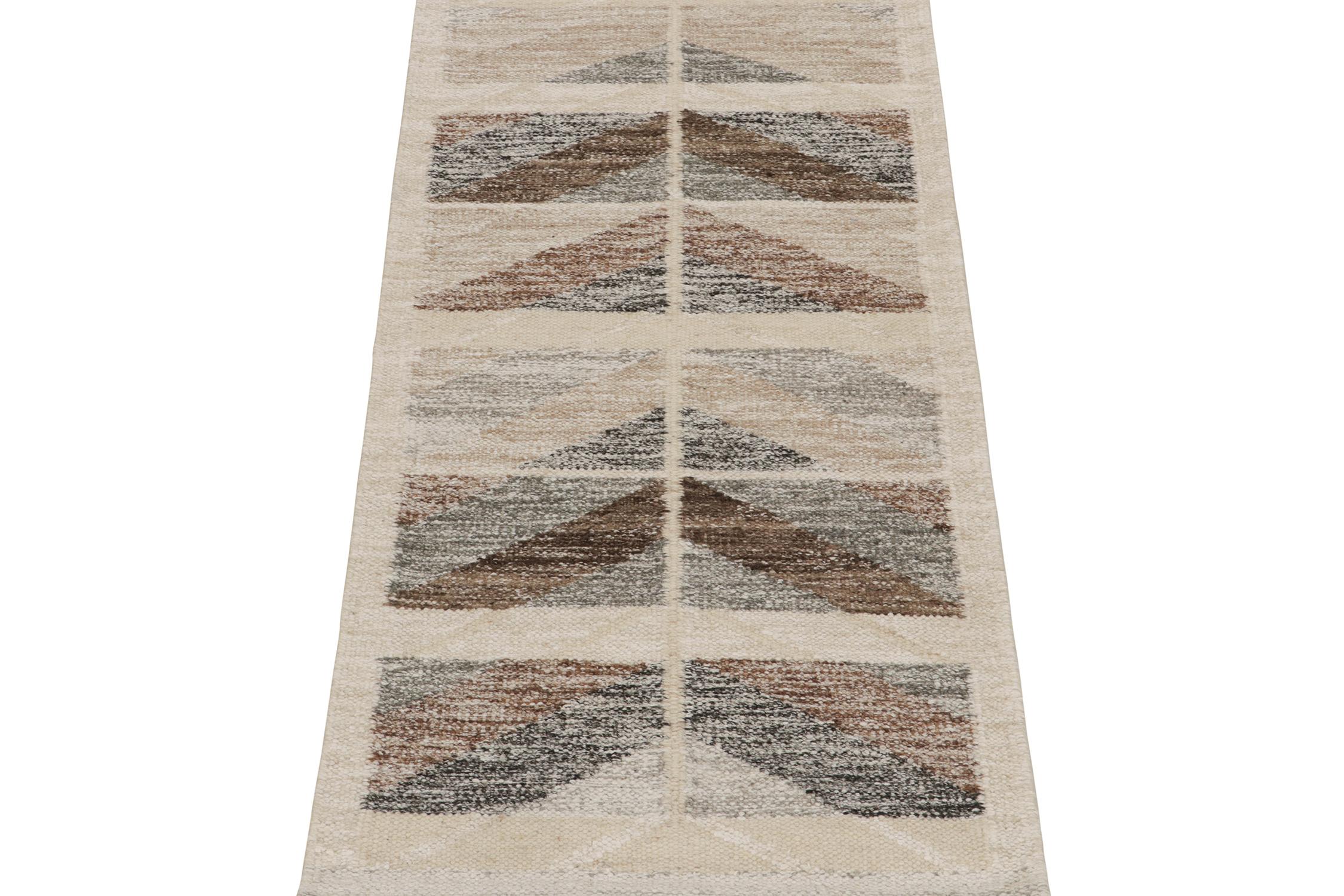 This 2×6 Swedish style kilim runner is a new addition to Rug & Kilim’s award-winning Scandinavian flat weave collection.

Further On the Design:

This runner is handwoven in wool and undyed, natural yarns that lend it a handsome, unique look of