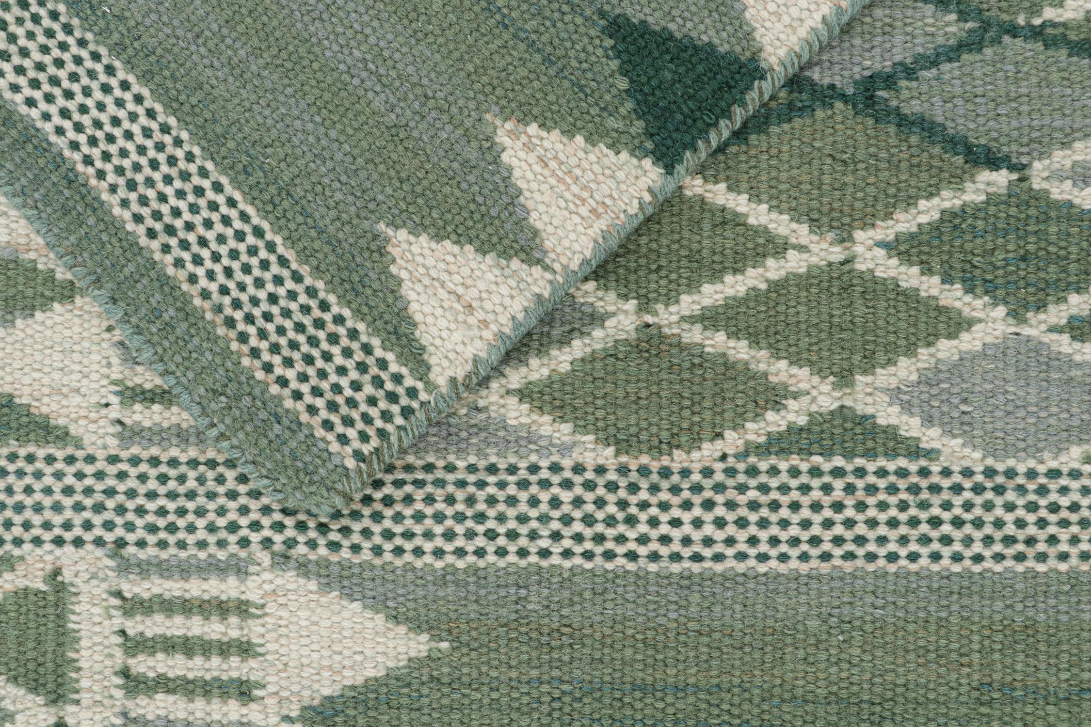 Contemporary Rug & Kilim’s Scandinavian Style Kilim Runner in Beige with Geometric Patterns For Sale