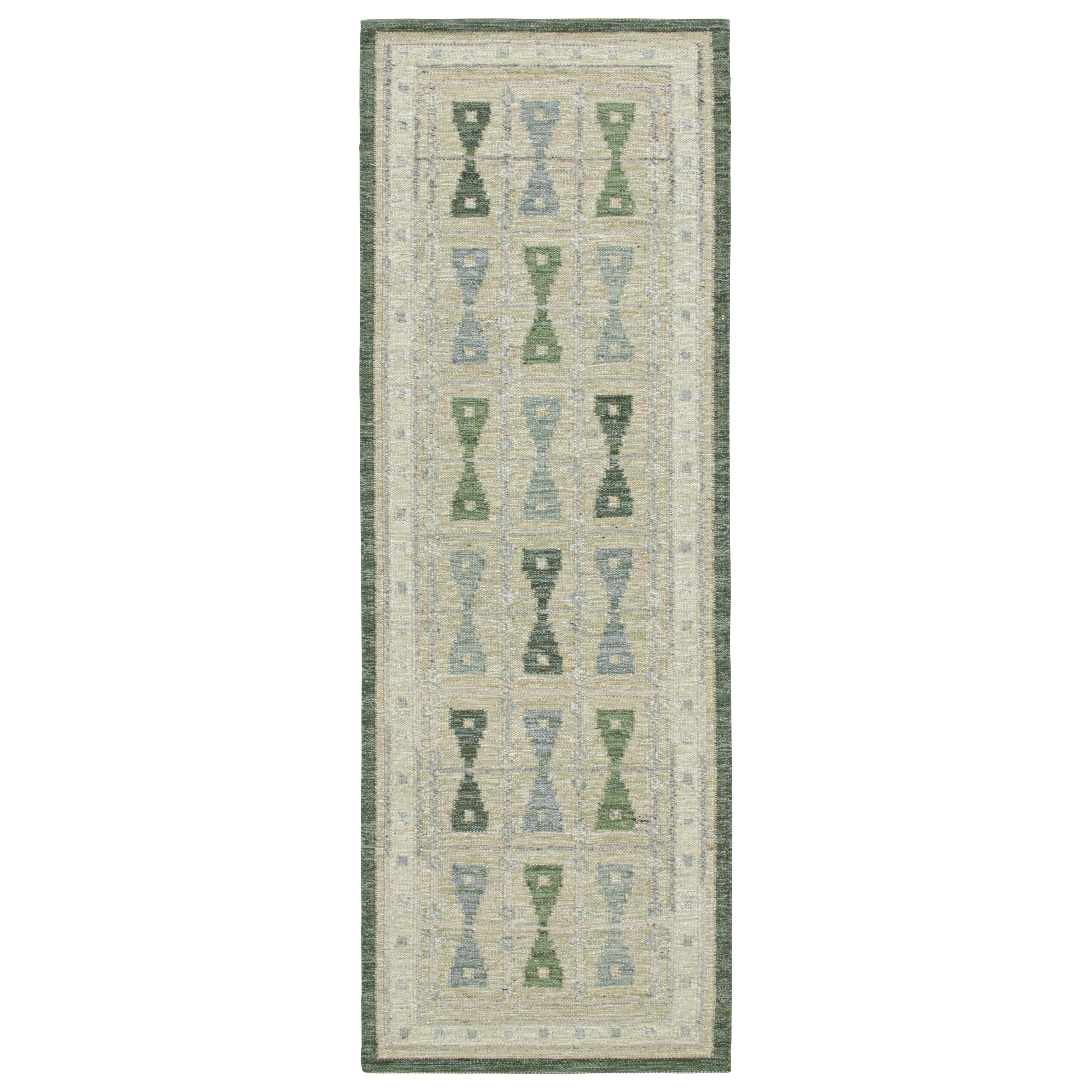 Rug & Kilim’s Scandinavian Style Kilim Runner in Beige with Geometric Patterns
