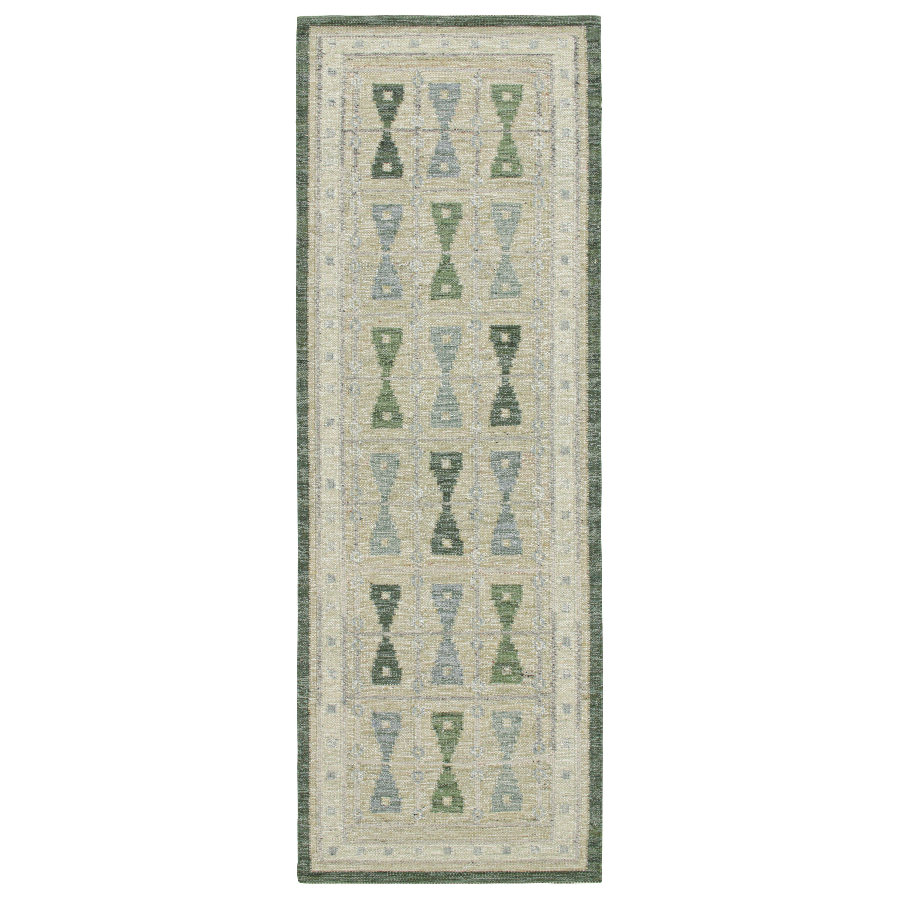 Rug & Kilim’s Scandinavian Style Kilim Runner in Beige with Geometric Patterns For Sale