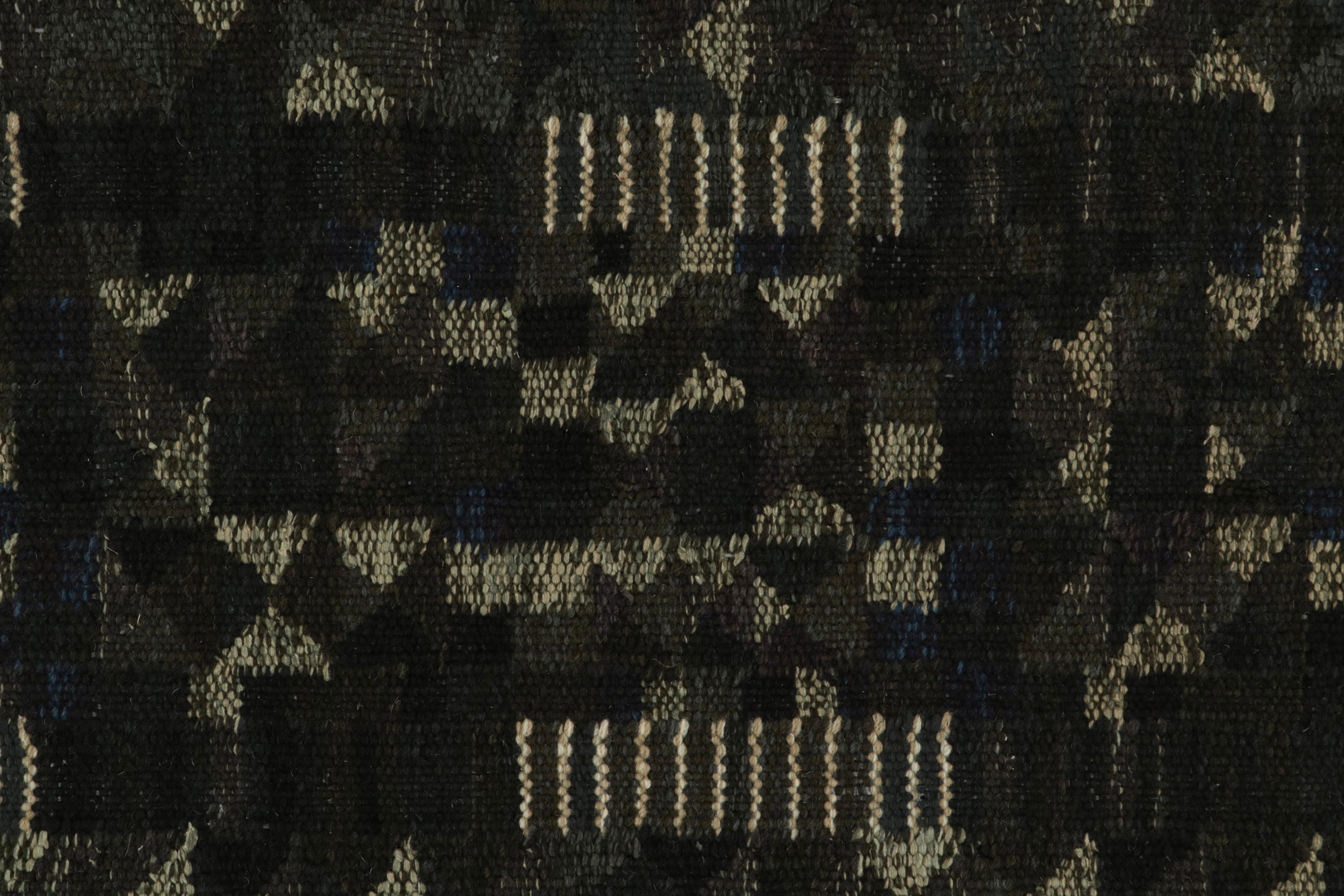 Rug & Kilim’s Scandinavian Style Kilim Runner Rug in Brown Geometric Patterns In New Condition For Sale In Long Island City, NY