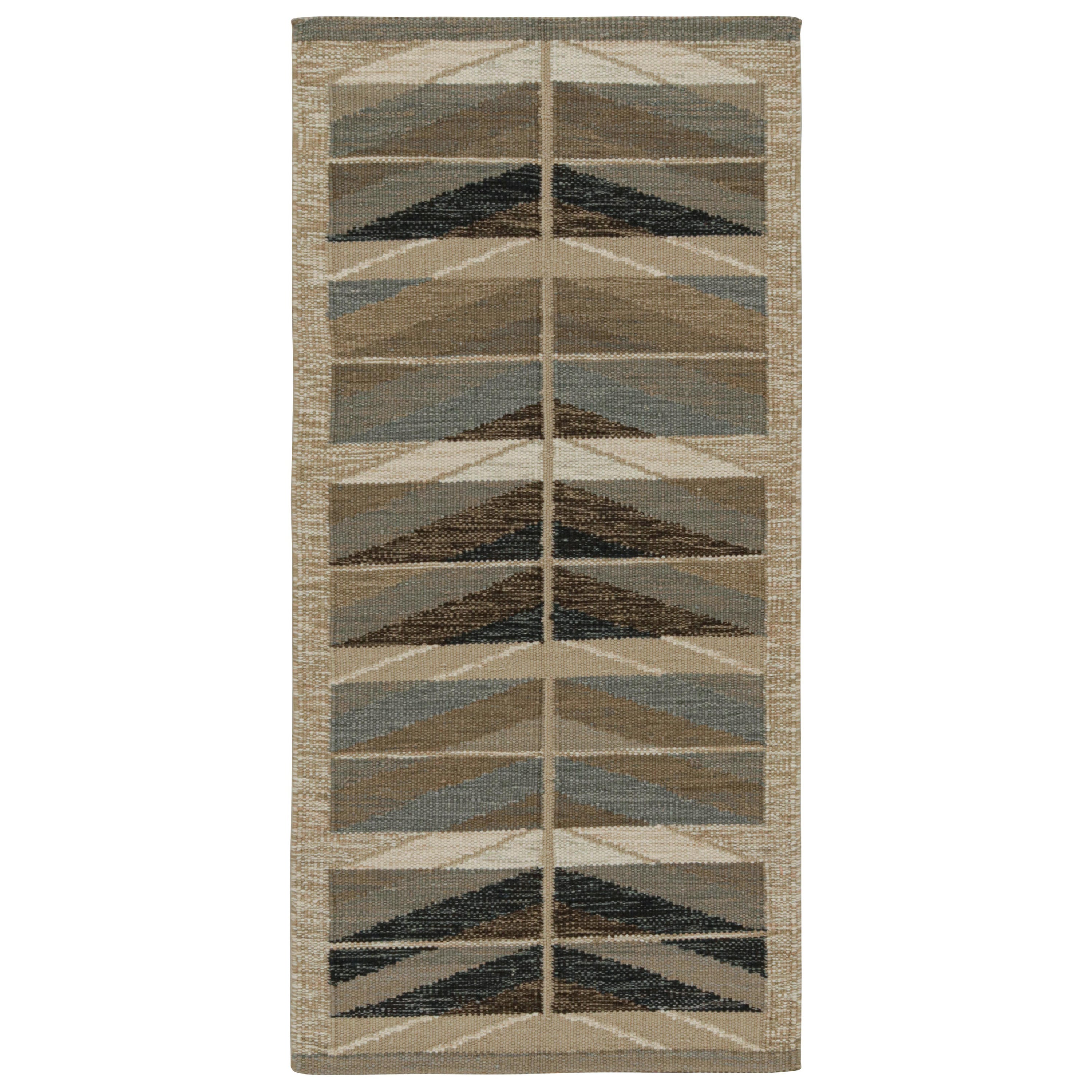 Rug & Kilim - Tappeto Runner Kilim in stile scandinavo con motivi geometrici beige