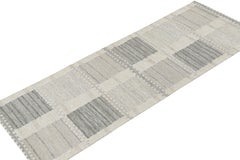 Rug & Kilim’s Scandinavian Style Kilim runner with Patterns in White & Grey