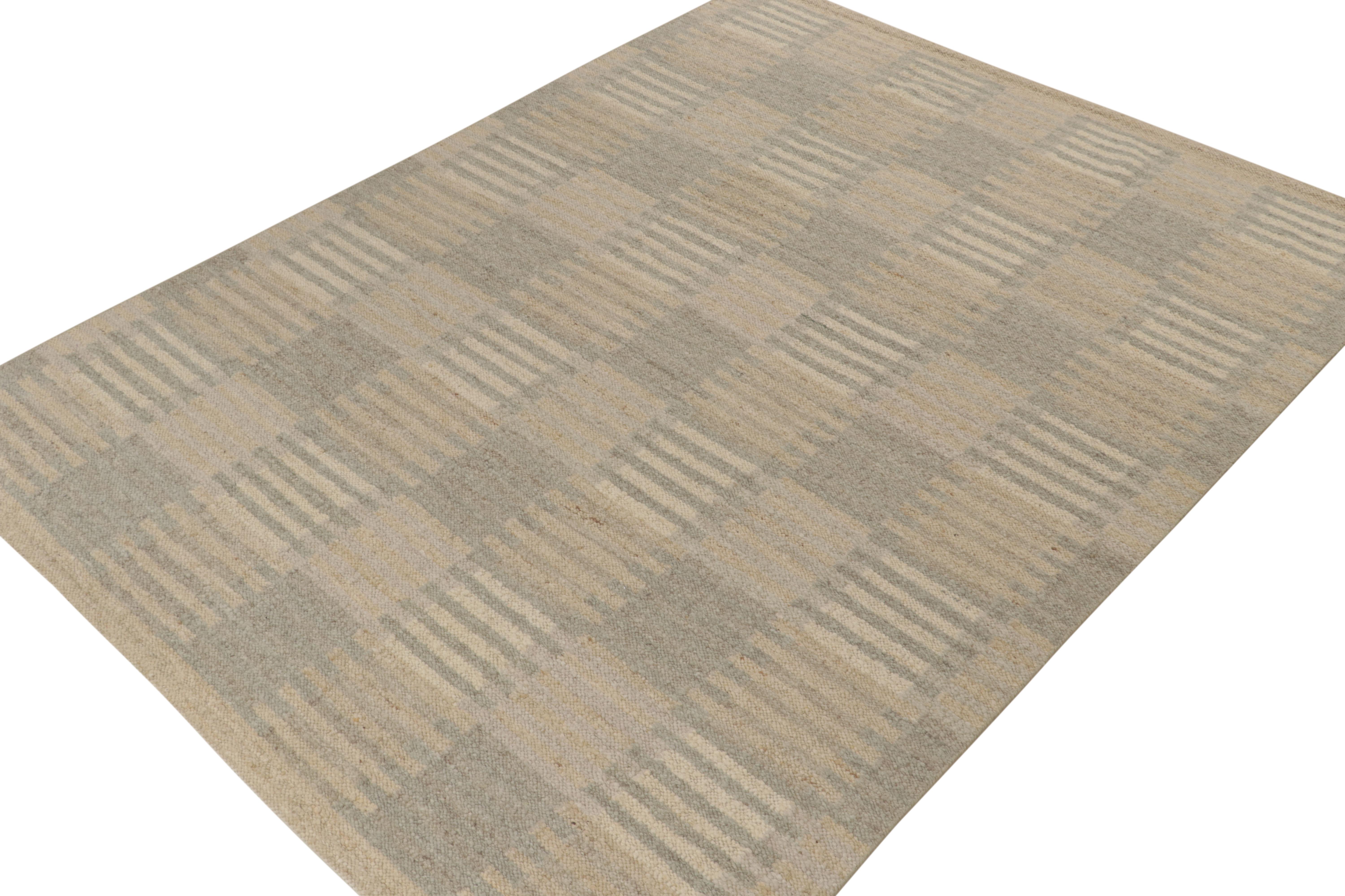 Dieser 9x12 große Kelim im schwedischen Stil stammt aus der originellen 