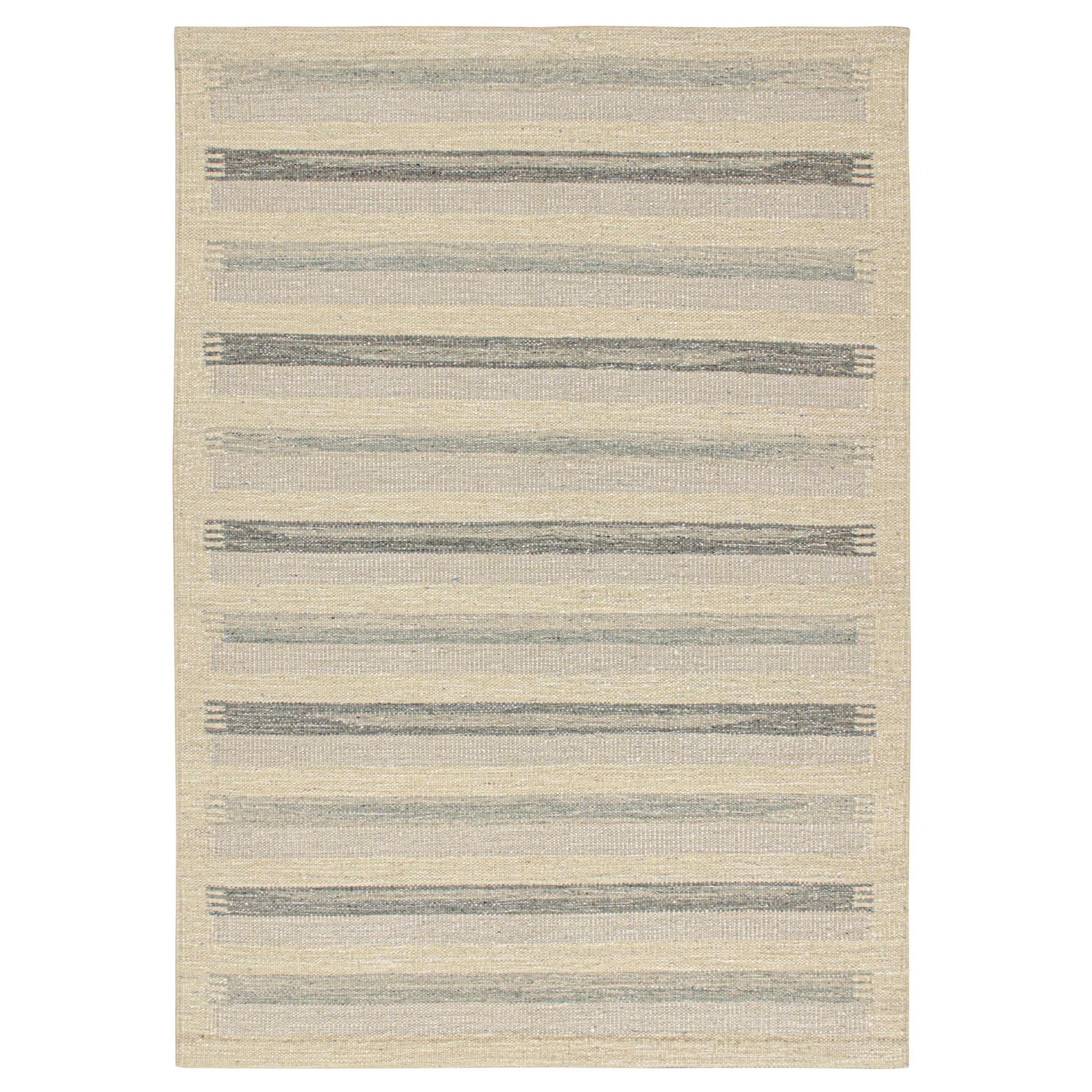 Rug & Kilim’s Scandinavian Style Kilim with Beige and Blue Stripes For Sale