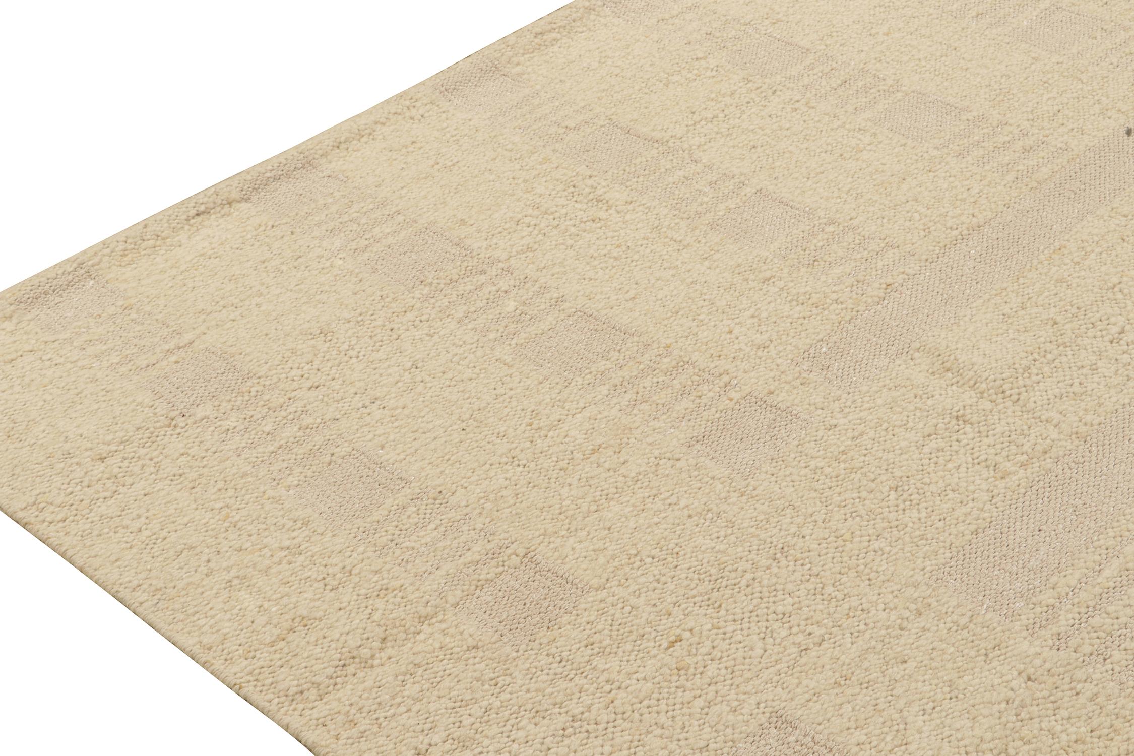 Hand-Knotted Rug & Kilim’s Scandinavian Style Kilim with Beige and Cream Geometric Patterns For Sale