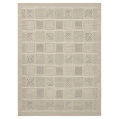 Skandinavischer Kilim von Rug & Kilim mit geometrischen Mustern in Beige und Grau