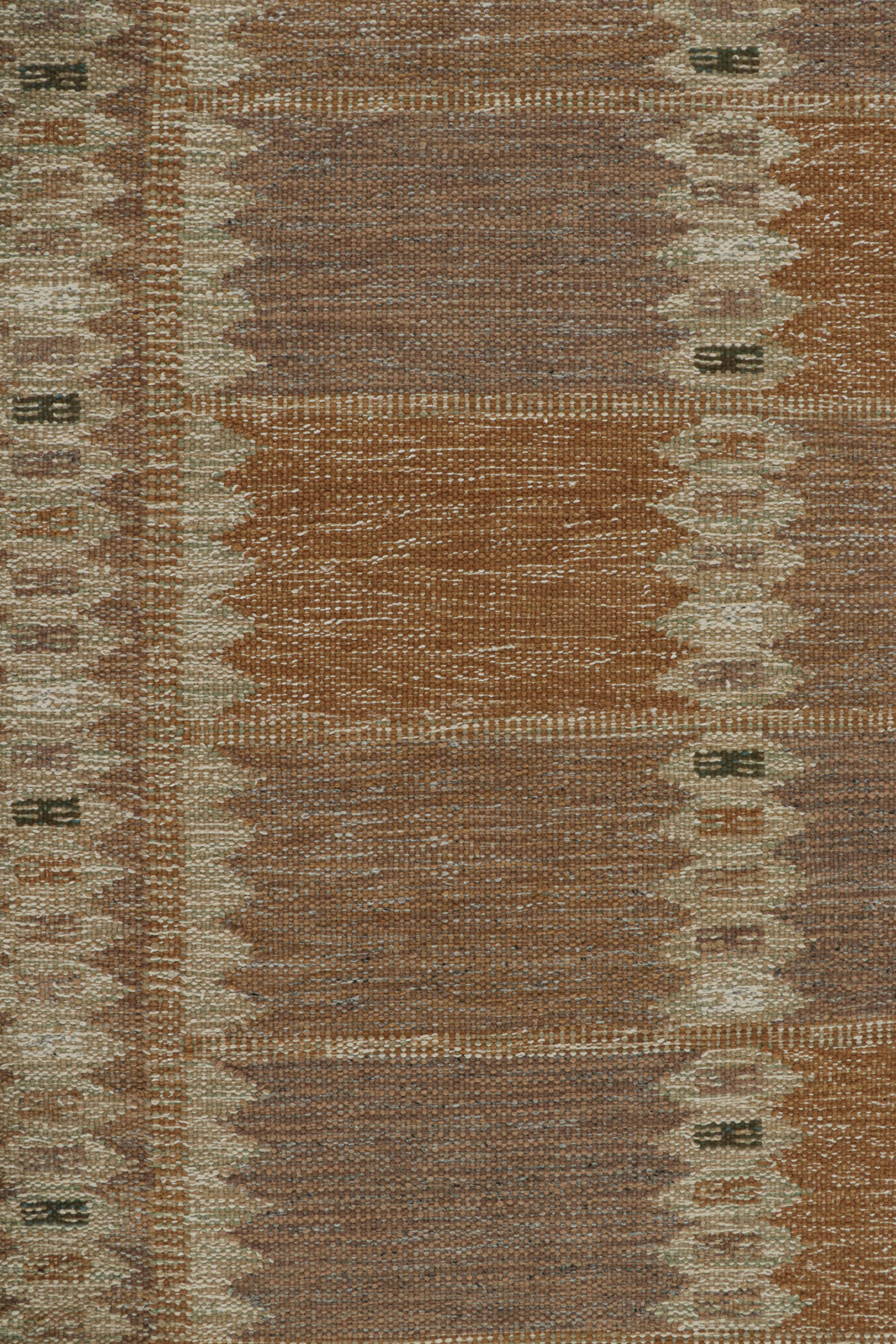 Rug & Kilim’s Scandinavian Style Kilim with Beige-Brown Geometric Patterns In New Condition For Sale In Long Island City, NY
