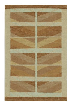 Rug & Kilim's skandinavischer Stil Kilim mit Beige-Braun & Gold Geometrisches Muster
