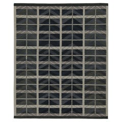 Rug & Kilim's skandinavischer Stil Kilim mit blauen und grauen geometrischen Mustern
