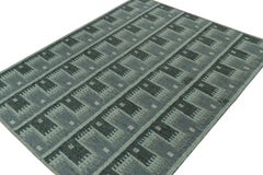 Rug & Kilim’s Scandinavian Style Kilim with Blue-Gray Geometric Patterns