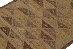 Rug & Kilim’s Scandinavian Style Kilim with Brown & Gold Geometric Patterns