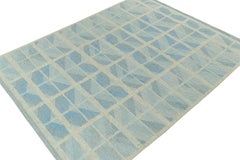 Rug & Kilim’s Scandinavian Style Kilim with Geometric Patterns in Blue & Grey