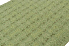 Rug & Kilim’s Scandinavian Style Kilim with Geometric Patterns in Tones of Green