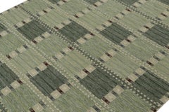 Rug & Kilim’s Scandinavian Style Kilim with Geometric Patterns in Tones of Green
