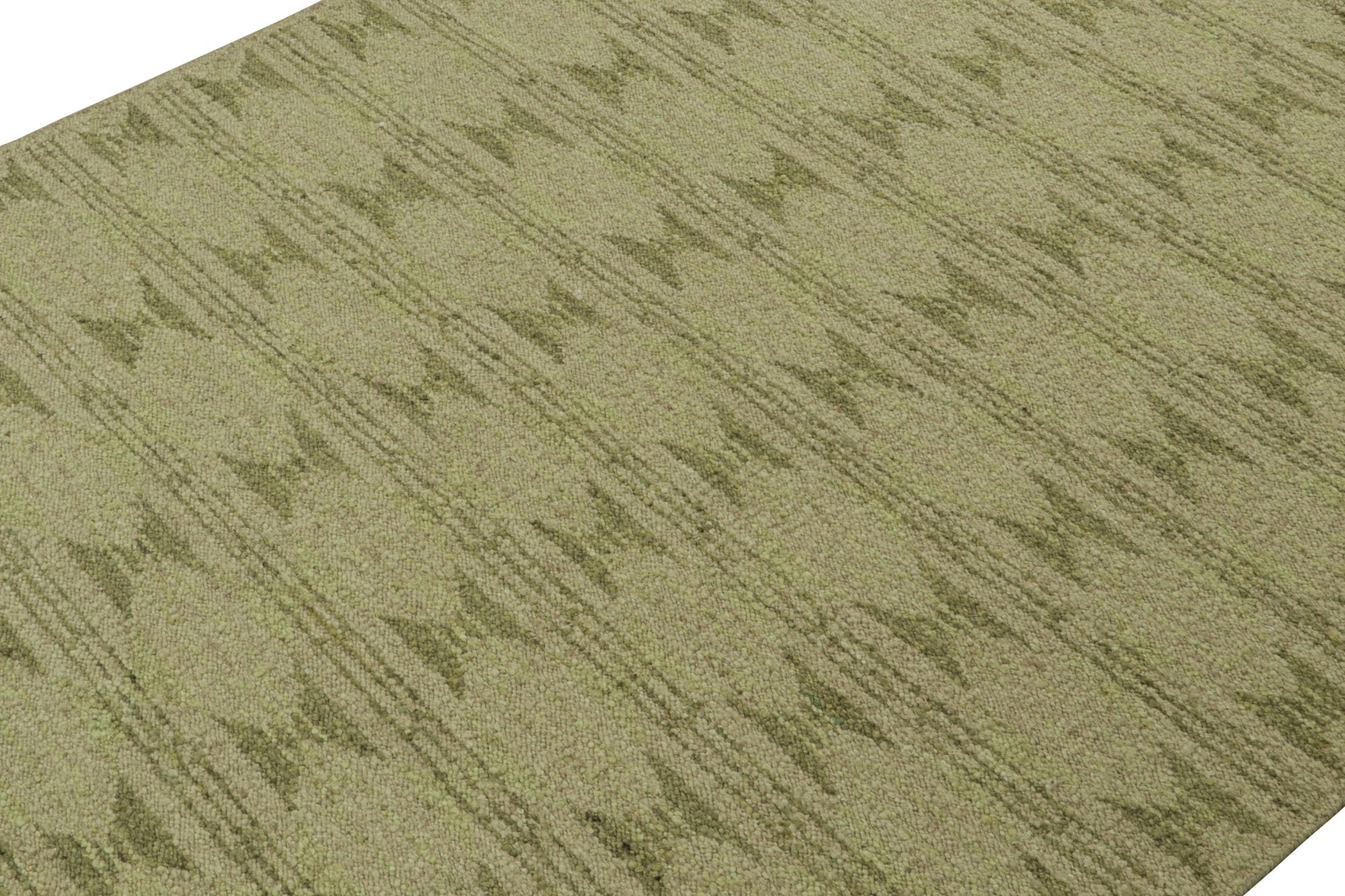 This 9x12 Swedish style kilim is from the inventive “Nu” texture in Rug & Kilim’s award-winning Scandinavian flat weave collection. Handwoven in wool. 

Further On the Design: 

This rug enjoys a boucle-like texture of blended yarns, and a look both