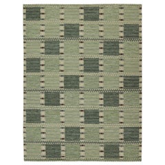 Rug & Kilim’s Scandinavian Style Kilim with Geometric Patterns in Tones of Green