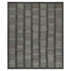 Rug & Kilim’s Scandinavian Style Kilim with Gray and Blue Geometric Patterns