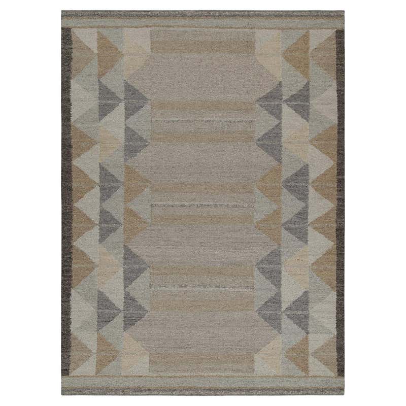 Rug and Kilim’s Scandinavian Style Rug with Grey and White Geometric ...