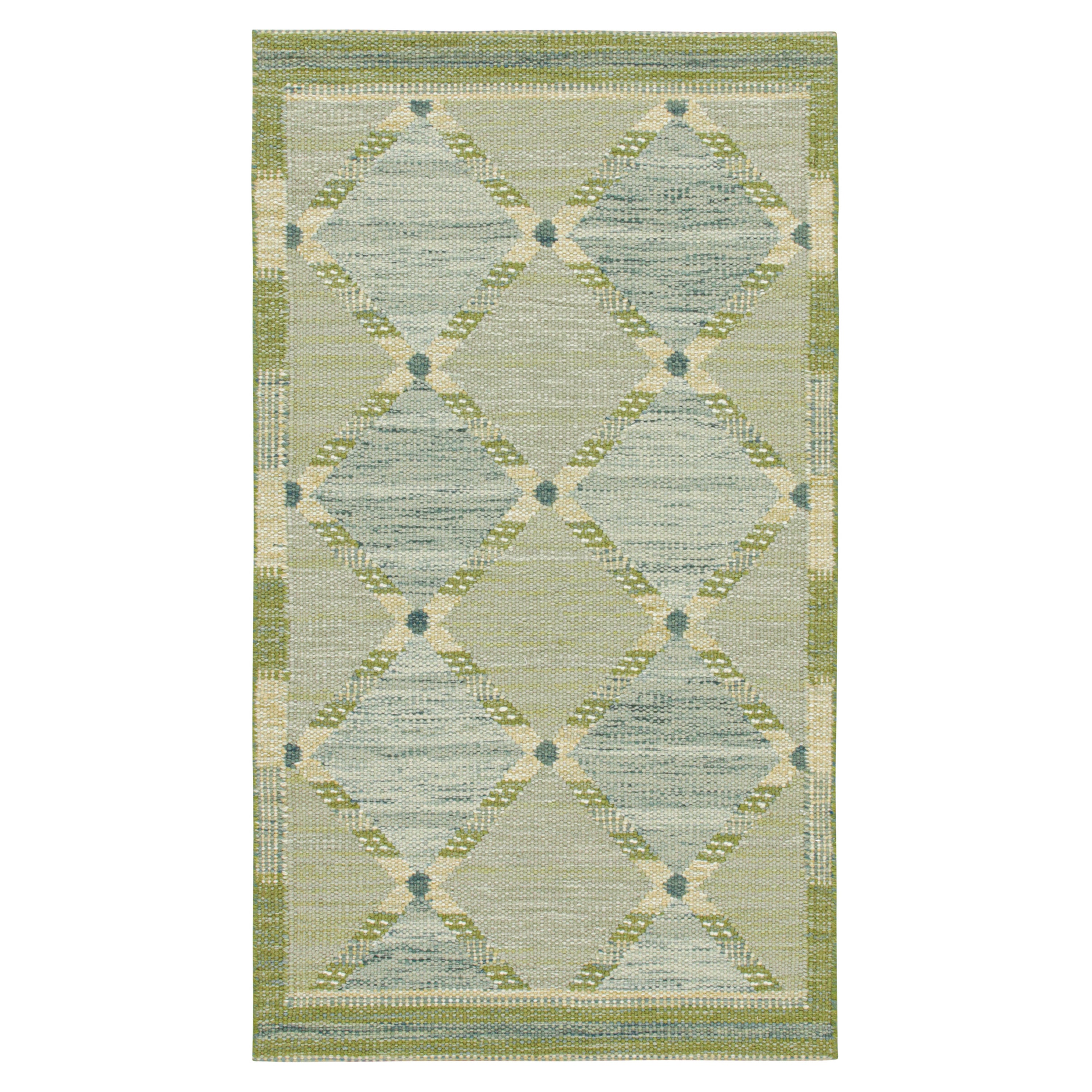 Rug
Kilim è un kilim in stile scandinavo con reticoli di diamanti verdi e blu