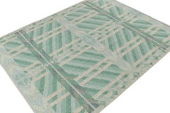 Rug & Kilim's Kilim im skandinavischen Stil mit grünen und blauen geometrischen Mustern