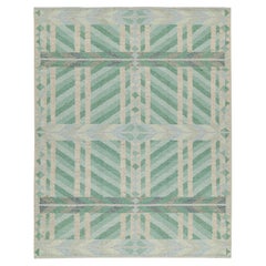 Rug & Kilim’s Scandinavian Style Kilim with Green and Blue Geometric Patterns