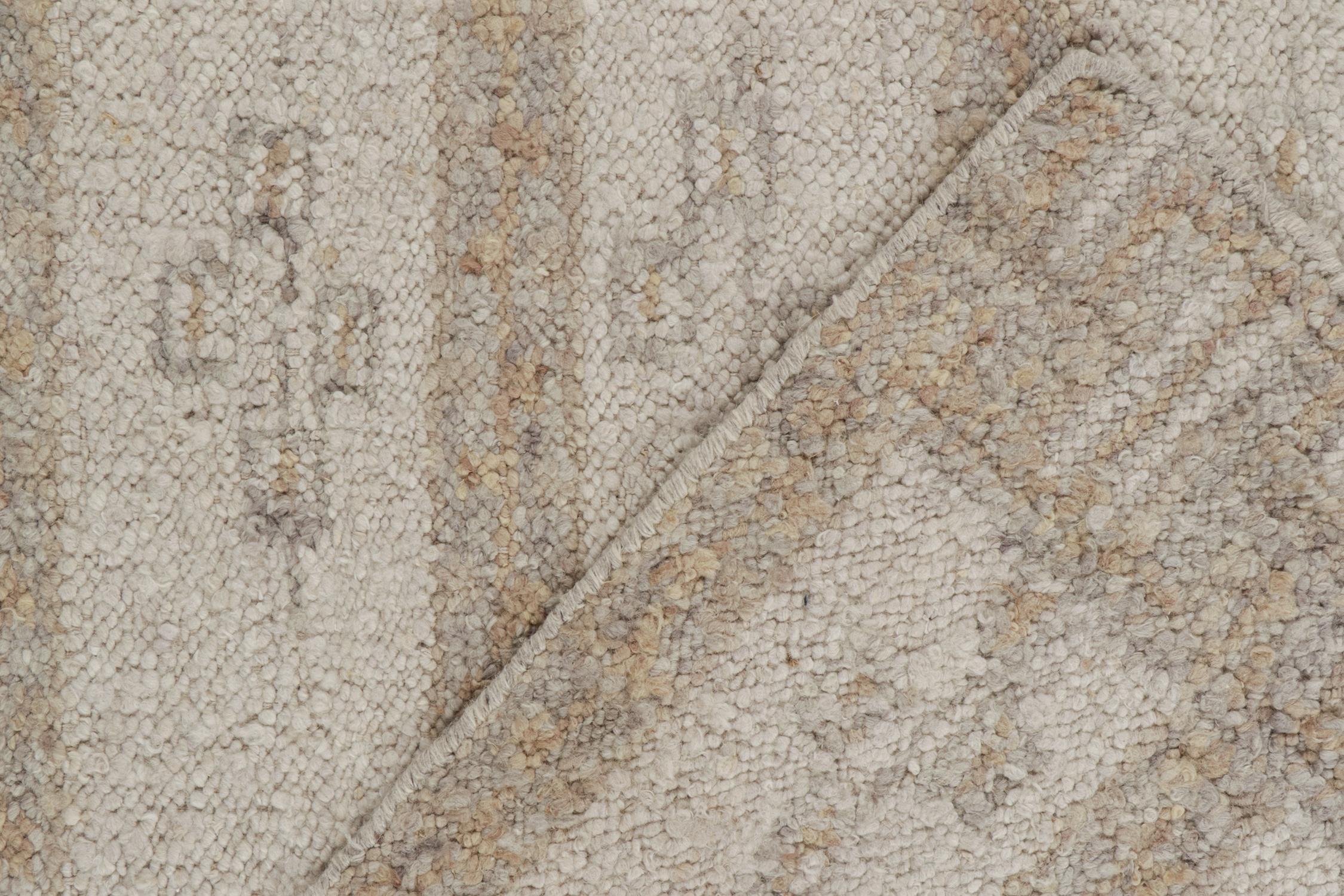 Contemporary Rug & Kilim’s Scandinavian Style Kilim with Greige and Off-White Stripes For Sale