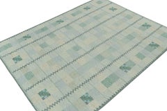 Rug & Kilim’s Scandinavian Style Kilim with Patterns in Grey, Blue & Green