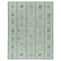 Rug & Kilim’s Scandinavian Style Kilim with Patterns in Grey, Blue & Green