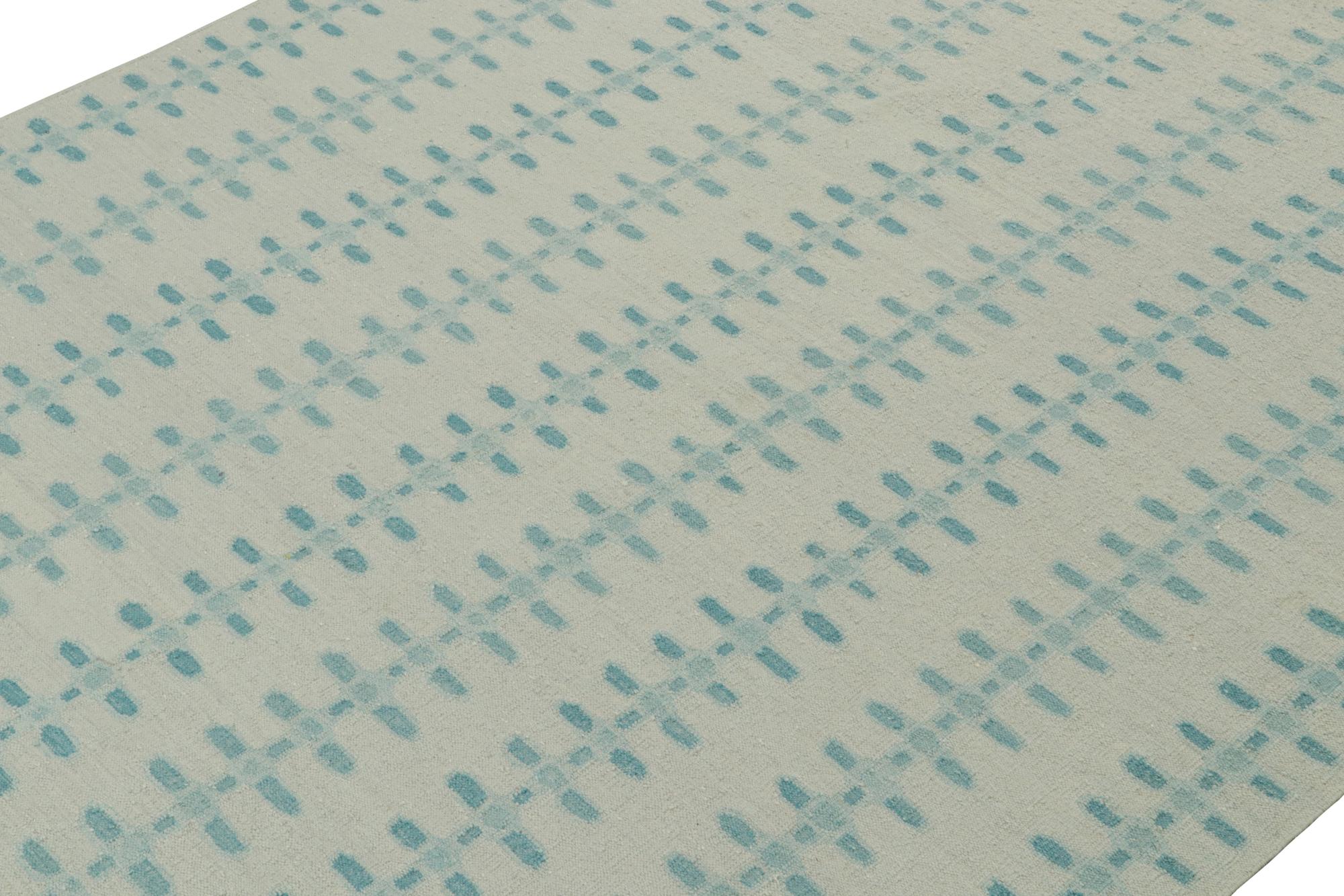 Un élégant kilim 8x12 de style suédois fabriqué à partir de notre tissage plat scandinave primé. 
Collectional. Tissé à la main en soie pour une nouvelle approche de cette ligne. 

Sur le Design : 

Ce tapis présente des motifs géométriques dans des