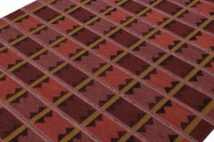 Rug & Kilim’s Scandinavian Style Kilim with Patterns in Tones of Red & Gold