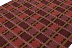 Rug & Kilim’s Scandinavian Style Kilim with Patterns in Tones of Red & Gold